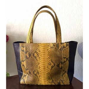 Eileen Kramer Genuine Python Leather Tote Bag Black Leather Interior